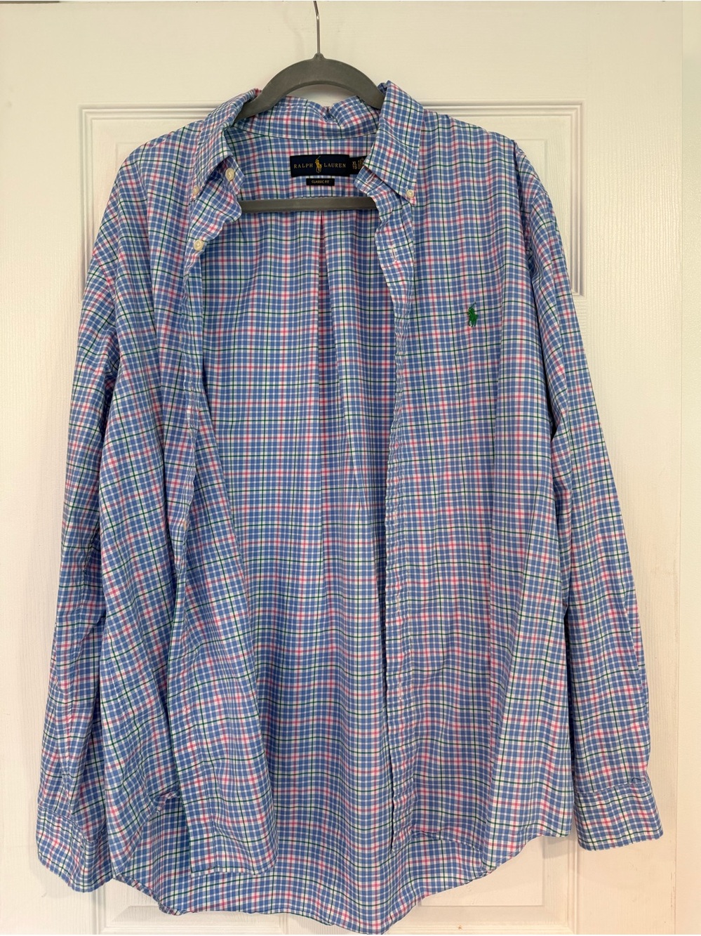 Ralph Lauren Classic Fit Men’s XL Plaid Check Button Down Shirt Blue Pink Green